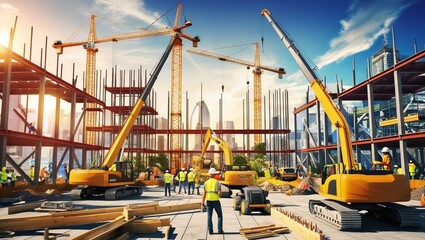 construction site with crane