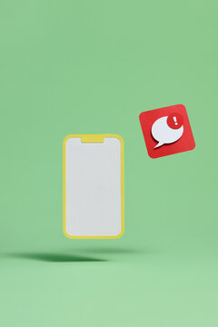 Smartphone Notification Alert with Message Icon on Green Background