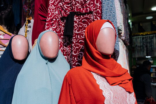 Colorful Traditional Hijabs on Display, covering for Muslim women