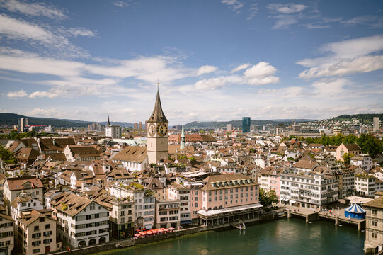 Zurich skyline with st. peters church