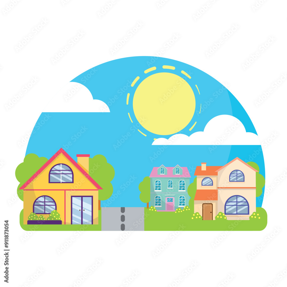 Sticker modern family house residential vector