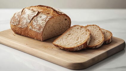 Sliced loaf of whole wheat toast bread. The healthy eating and traditional bakery concept
