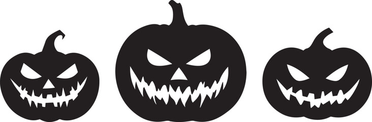 Silhouette of halloween pumpkin vector, halloween pumpkin head