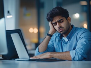 Obraz premium A person sitting in front of a computer, typing away