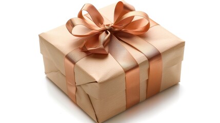 Obraz premium A neatly wrapped gift box adorned with a satin ribbon waits for celebration moments