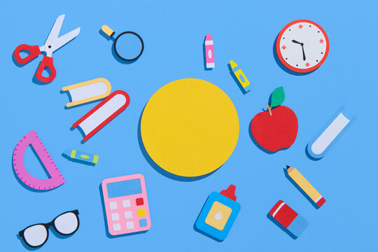 Various stationery for back to school in paper art style - Powered by Adobe