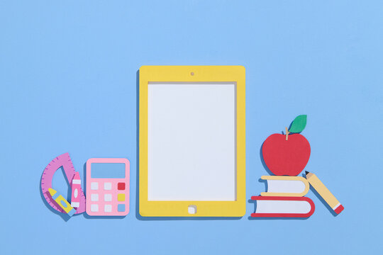 Back to School Supplies in Creative Paper Art Style