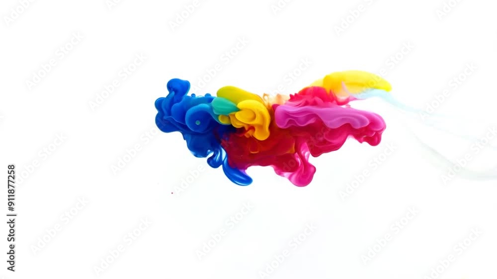 Aufkleber colorful ink splashes creating swirls on white background generative ai
