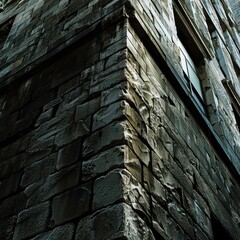 Exploring the Textured Stone Walls of an Ancient Building in a Quiet Urban Setting