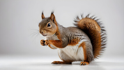 adorable wild squirrel on white background