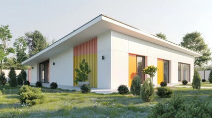 Modern Single-Story Home Surrounded by Lush Greenery in a Tranquil Neighborhood