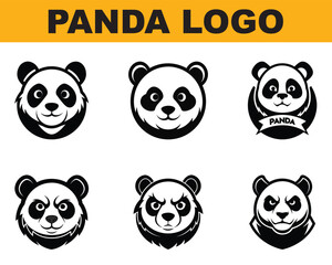 Panda logo. set of panda bears, set of panda, set of panda bear.