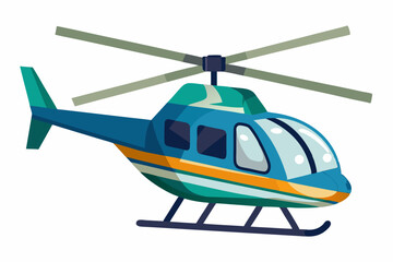 Helicopter Vector Clipart Design, Black Silhouette Line Art Outline