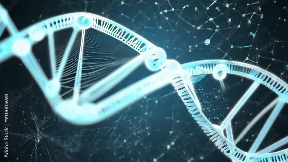 Poster dna genetic code with complex background generative ai