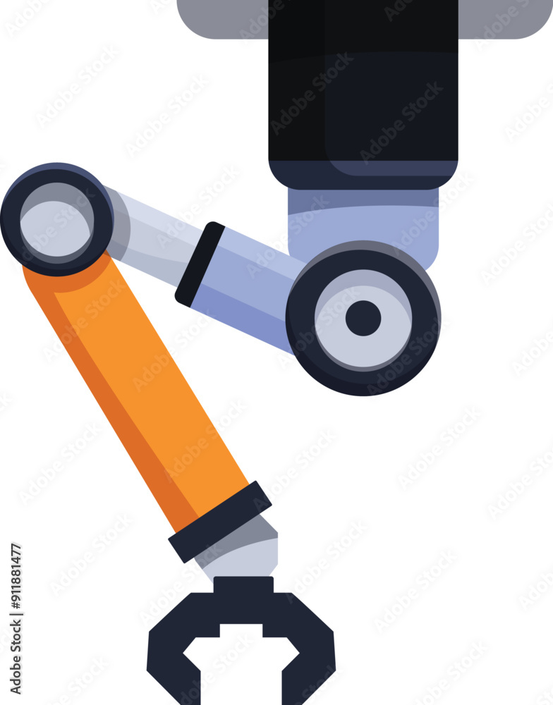 Poster robotic arm moving down with its claw gripper open, ready to grasp an object