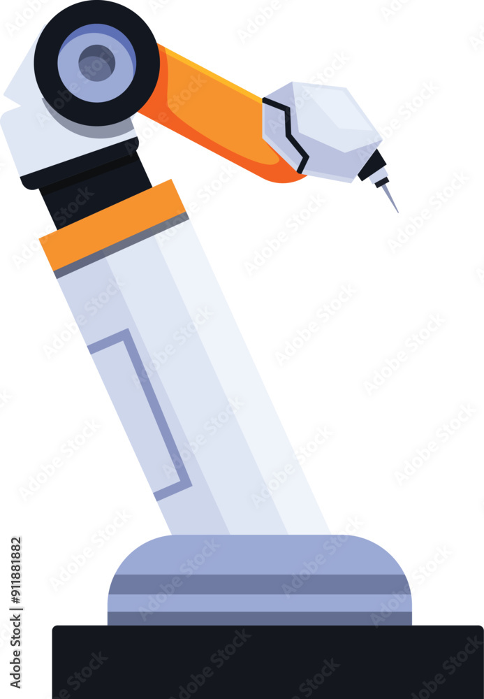 Aufkleber robotic arm is shown against a white background, representing automation in a factory setting