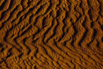 Closeup View of Wavy Sand Dunes in the Desert