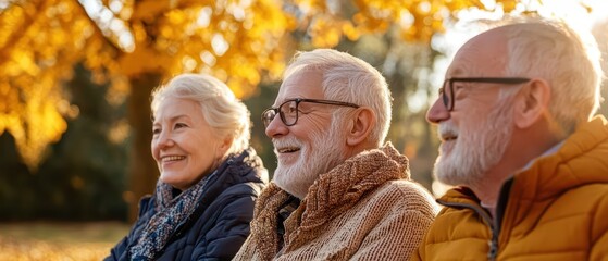 A group of elderly people sitting in a park