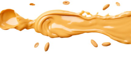 Creamy Peanut butter Splash PNG isolated on white and transparent background - Delicious Dripping Peanuts butter spread Peanut Jar Product Advertising