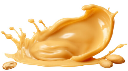 Creamy Peanut butter Splash PNG isolated on white and transparent background - Delicious Dripping Peanuts butter spread Peanut Jar Product Advertising