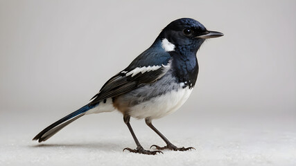 Robin magpie bird on white background