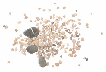 pile rocks isolated on white background and texture, top view