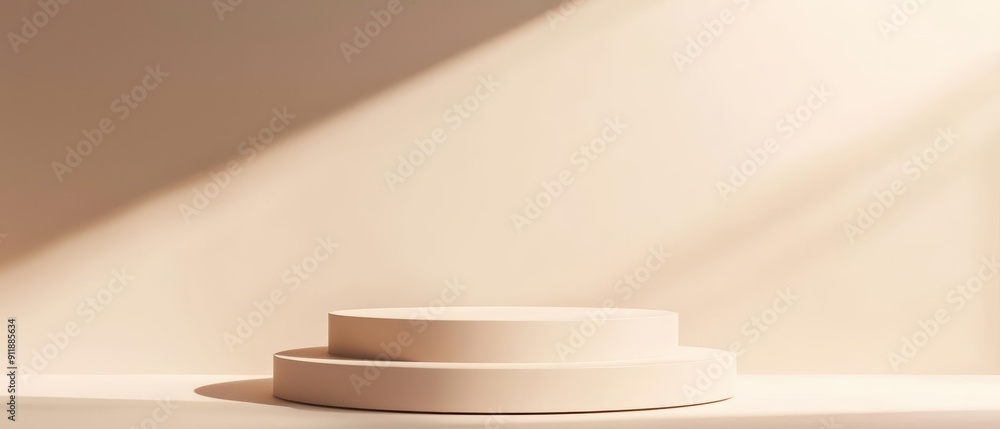 Poster minimal empty podium under sunlight filtering through