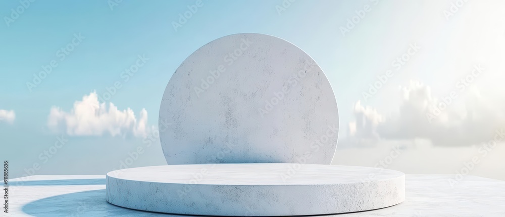 Poster minimal empty podium under sunlight filtering through