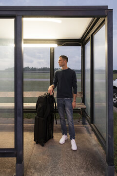 Waiting in Airport Shuttle Bus Stop
