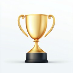 Shiny Gold Trophy Icon - Realistic Achievement Symbol on White Background