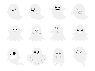 ハロウィンのかわいいお化けのイラストセット © shiratama