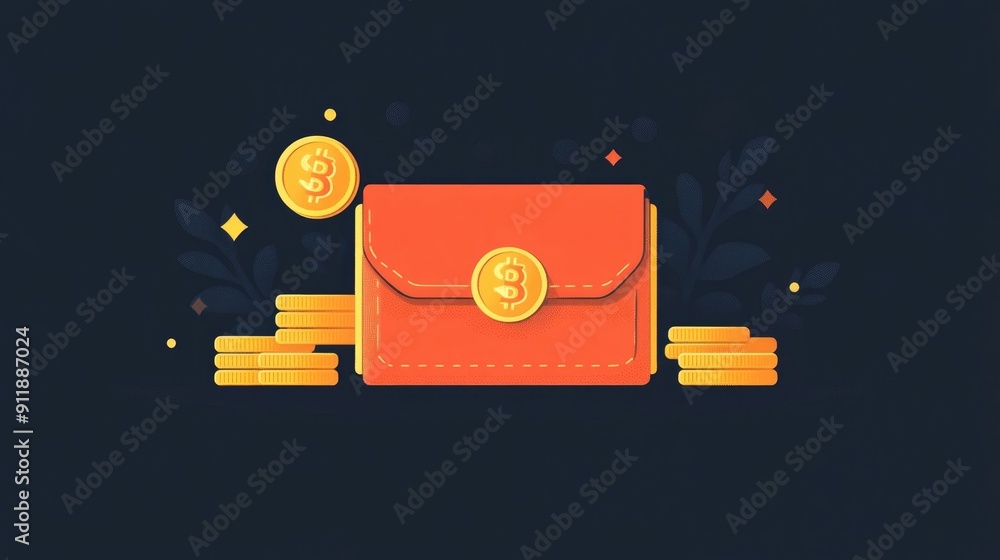 Aufkleber flat design of a digital cryptocurrency wallet representing fintech innovation and technology the im