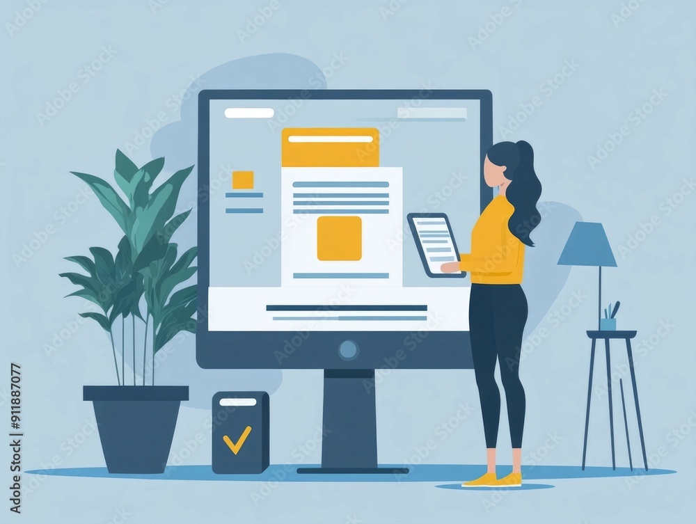 Poster of a digital payment transaction approval process with a modern flat design style
