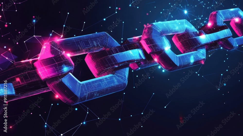 Poster blockchain technology a secure and transparent digital ledger system illustrated in a flat design st