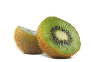 halved kiwi on an isolated white background