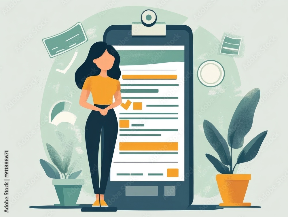 Poster of a digital loan application process with instant approval shown in a flat minimalist design style 