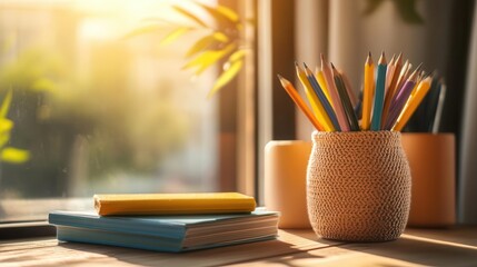 Home schooling, vibrant colors, educational setting, cozy setting, inviting