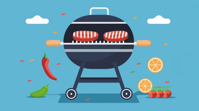 grilling barbecue with food and ingredients clip art preview