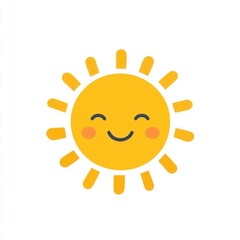 Fototapeta premium Bright Sun Icon in Cheerful Yellow - Weather Element Illustration on White Background
