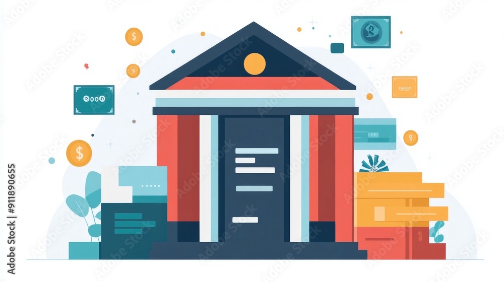 Poster of a secure mobile banking and financial transaction platform with flat design style elements the im