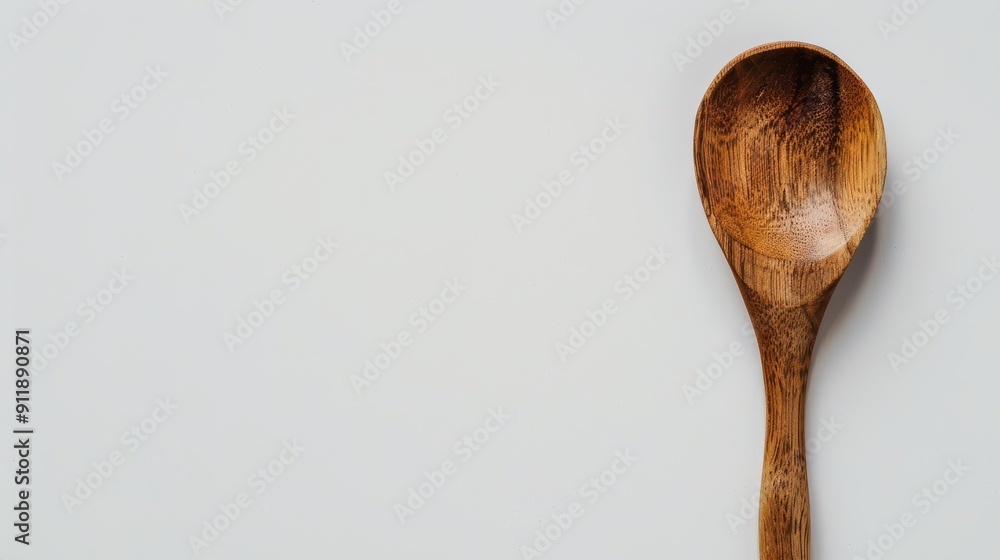 Aufkleber wooden spoon on a white background with space for text or design, adding rustic charm to culinary pr