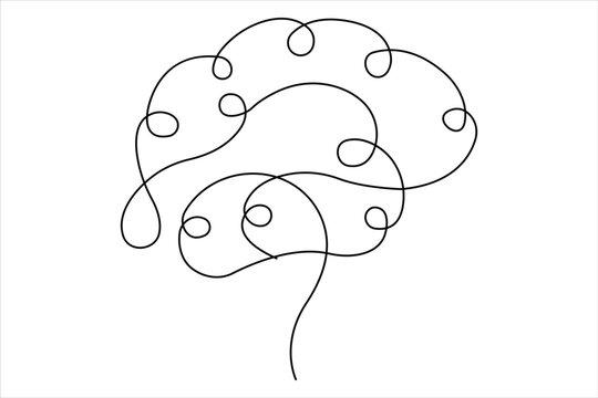 recommend clip art: Human brain continuous one line drawing of art vector illustration and intelligence outline concept
                    