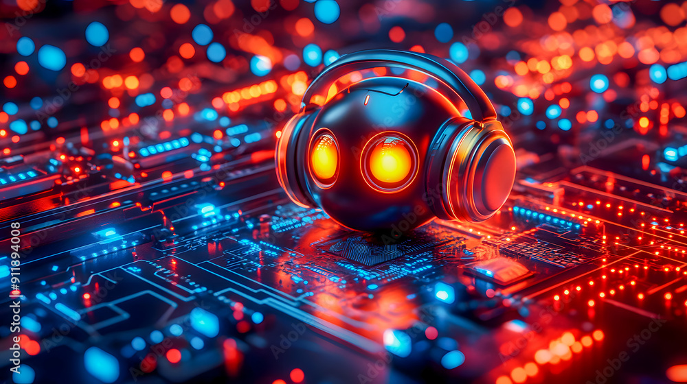 Poster futuristic glowing neon circuit board with digital lights and technology abstract background concept