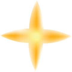 Bright golden cross shape shining brightly on a white background