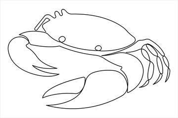 Crab continuous one single line art drawing of minimalism design outline vector illustration