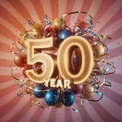 3D Text Design for 50th Anniversary Celebration