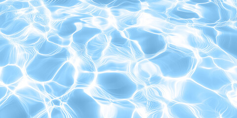 Realistic water surface overlay. Transparent background with detailed ripples and caustic light effects on a water surface. PNG file.
