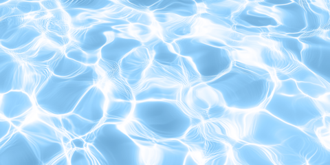 Realistic water surface overlay. Transparent background with detailed ripples and caustic light effects on a water surface. PNG file.
