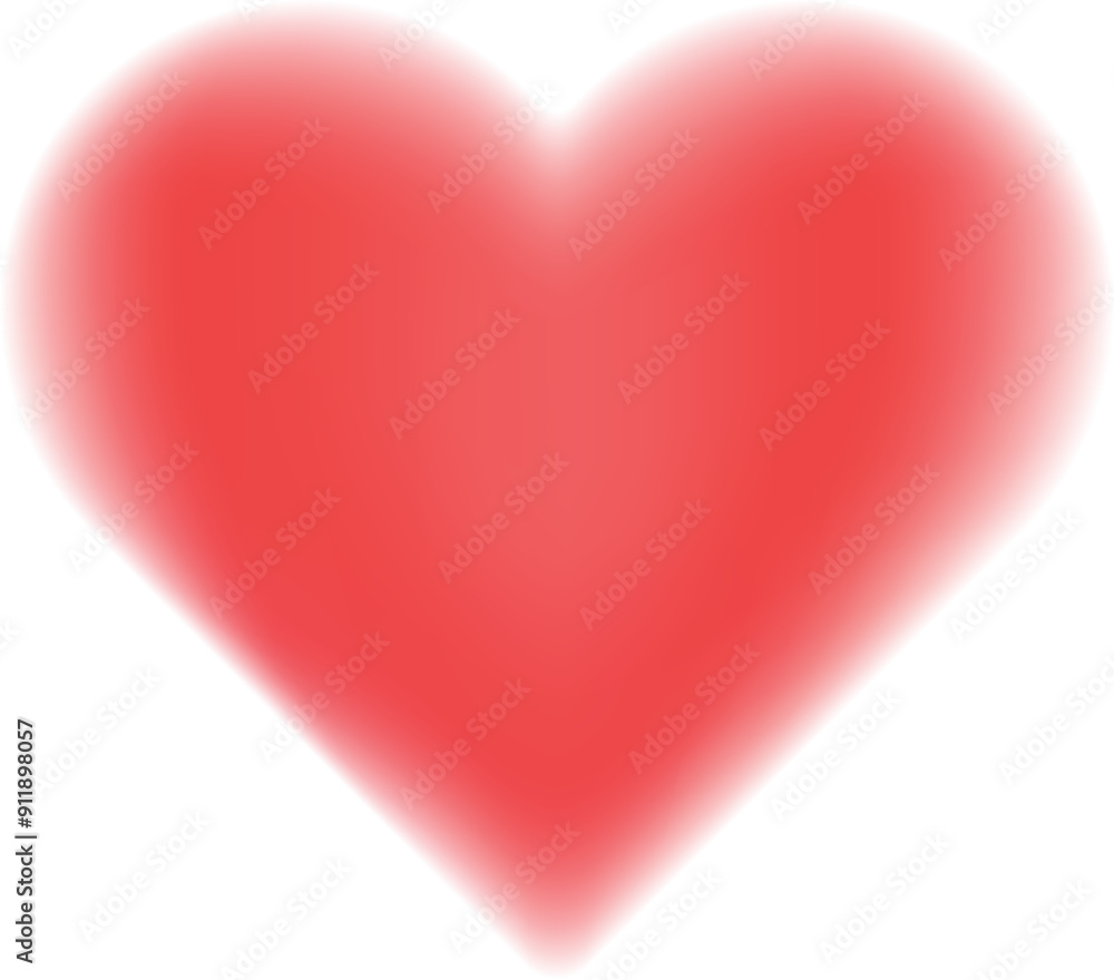 Poster blurred red heart shape is displayed on a white background