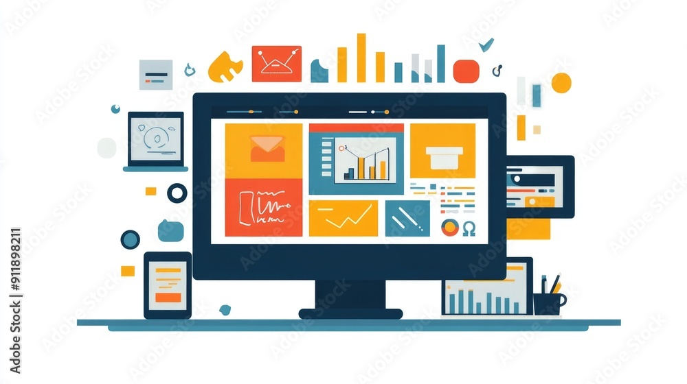 Poster collaborative software development and user experienceuser interface uxui design workflow illustrate